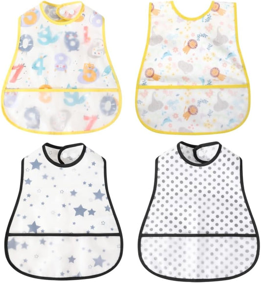 Baby bibs Waterproof Toddler bib - Feeding bib with Pocket for Infant Boy Girl Washable 6-36M