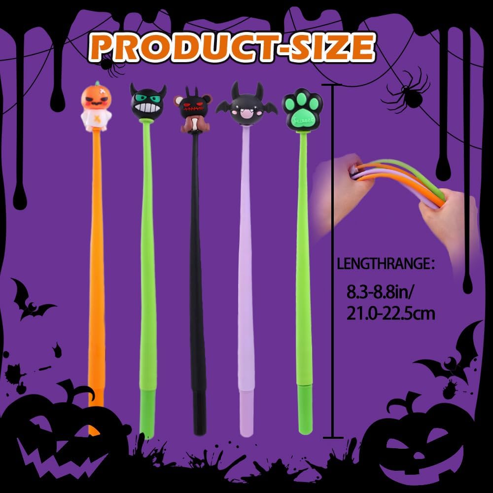 30pcs Halloween Fun Pens for Kids ,Halloween Cute Bobblehead Squishy Stress Relief Pens Novelty Swingable Black Ink Gel Writing Stationery for Holiday Students Rewards Party Favors
