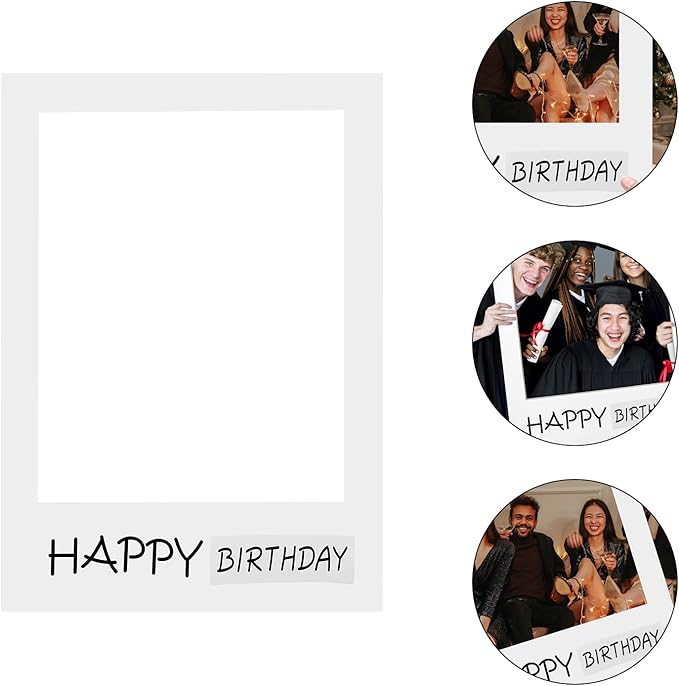 LUOEM Happy Birthday Party Frame Photo Prop Birthday DIY Paper Picture Frame Cutouts Photo Booth Props for Party Supplies