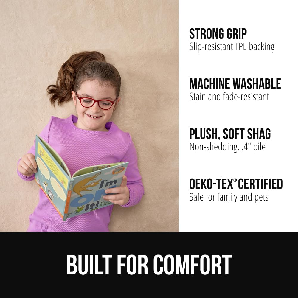 GORILLA GRIP Ultra Soft Washable Area Rug, Stain and Slip Resistant Plush Thick Carpet for Bedroom Living Room, No Shed Floor Rugs, Pet Friendly, Dorm Essentials, Kids Nursery Home Decor, 2x3, Ivory