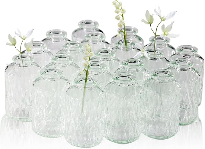 20 Pcs Prismatic Flower Bud Vases, Loose Transparent Flower Bud Vases, Small Vases, Decorative Vases, Family Wedding Table Decorations