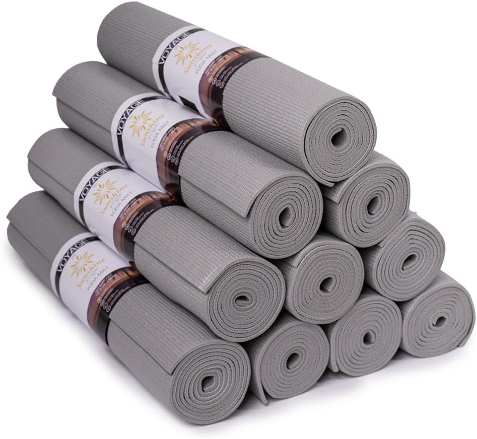 Sunshine Yoga Voyage Yoga Mat, 10 Pack, 72" x 24" Professional Studio and Gym Bulk Yoga Mats, 5mm Thick, Durable, Anti-Tear, Non Slip Fitness and Exercise Mats
