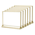 NIUBEE 6Pack 11 x 8.5 Acrylic Sign Holder with Gold Frames and Vertical Stand, Ideal for Display Wedding Table Numbers, Double Sided Picture, Clear Photos, Menu Holders -Horizontal