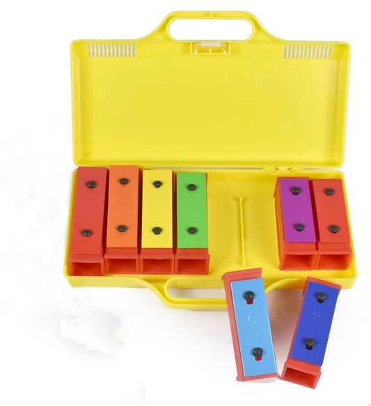 ENNBOM 8 Notes Chromatic Xylophone Glockenspiel Resonator Bells with Yellow Case