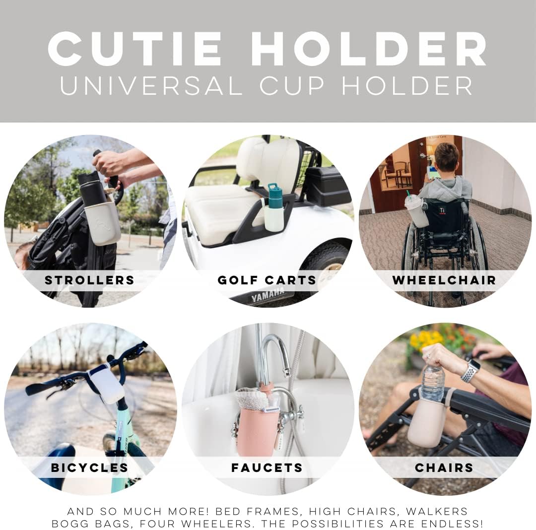 Ryan & Rose Cutie Holder Universal Stroller Cup Holder (Neutral (3 Pack))