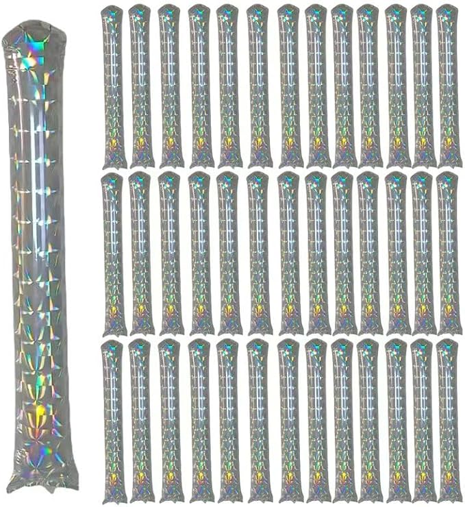 40pcs Round headTeam Spirit Boom Sticks Thunder Sticks Cheering Sticks Team Spirit Plastic Cheerleading Spirit Stick Clapper Inflatable Noise Maker Sports Supply (Glitter color)