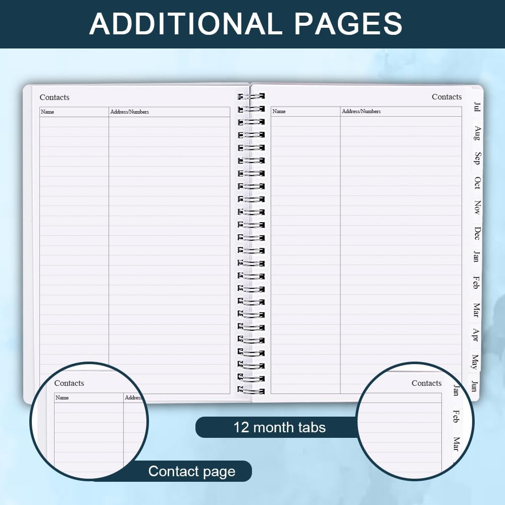 2025-2026 Planner - Weekly & Monthly Planner Runs Jul 2025 to Jun 2026, 6.25" x 8.25", 12 Monthly Tabs, 14 Notes Page, Plastic Pocket, Flexible Cover with Twin-Wire Binding, Planners 2025-2026
