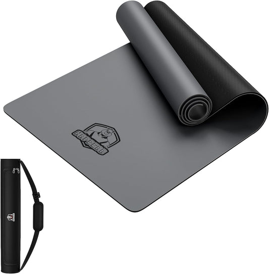 HAPBEAR Large Yoga Mat 72"x30" - 5mm Thick PU Top & Rubber Bottom - Non-Slip Wide Exercise Mat with Dual Layers - High Shock Absorption for Professional Yogis & Home Workouts - Bonus Oxford Bag Included