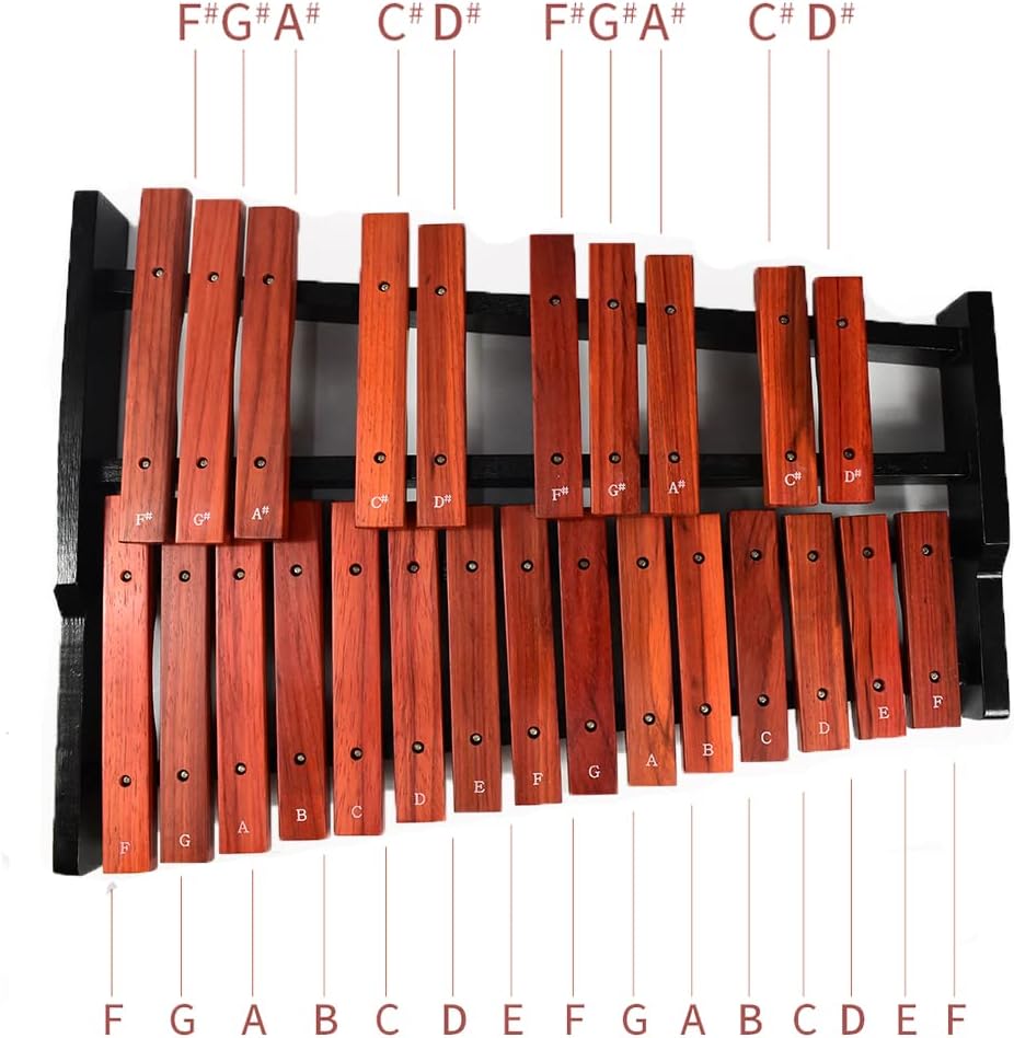 TNZMART 25 Note Xylophone Wooden Glockenspiel Xylophone with Mallet Professional Percussion Instrument (Xylophone with stand)