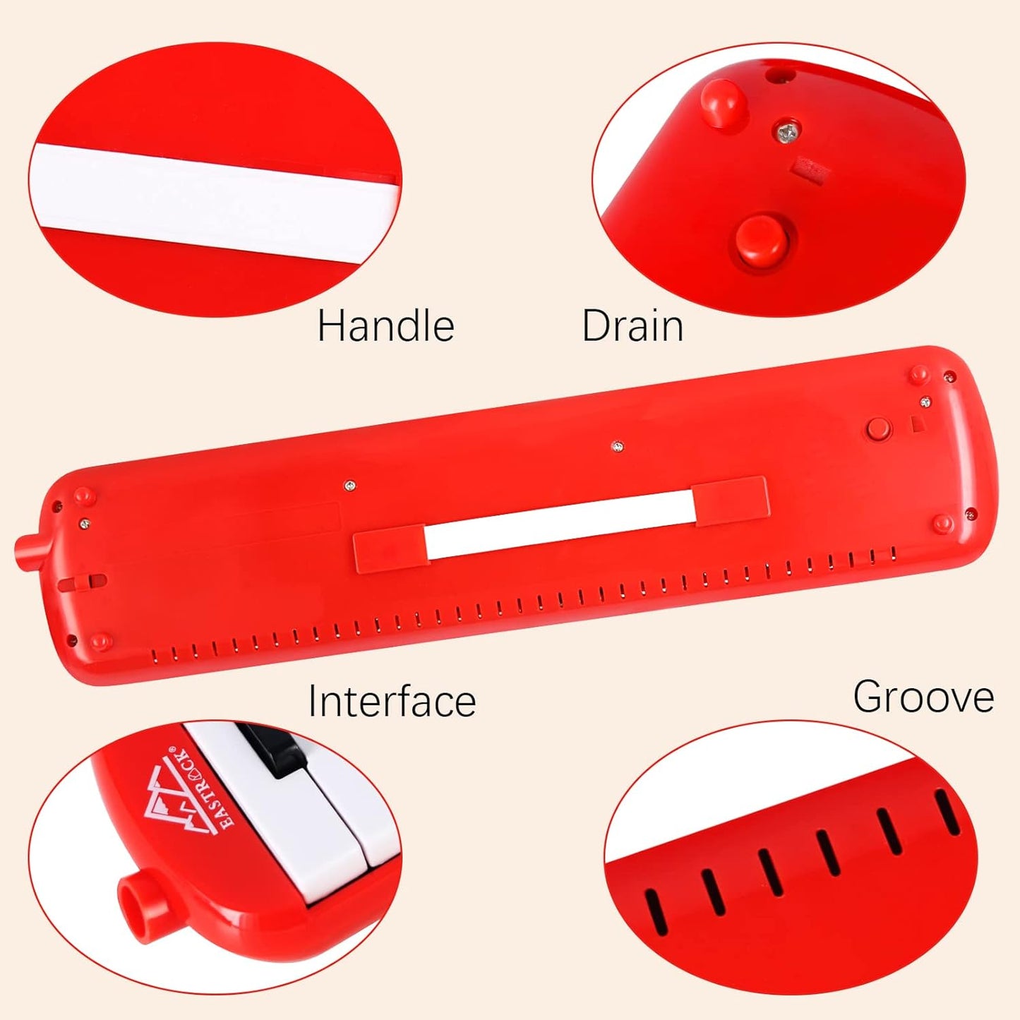 EastRock 37 Key Melodica Instrument Air Piano Keyboard Soprano style Pianica with Mouthpiece Tube Sets and Carrying Bag Black