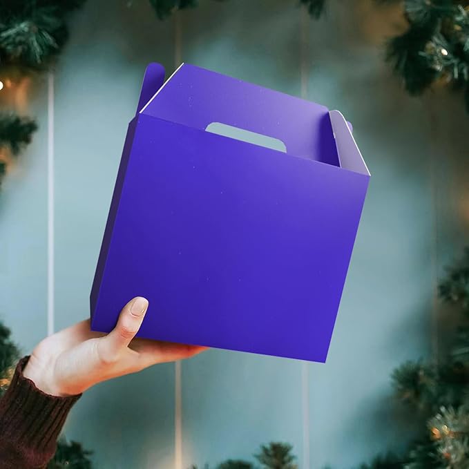 XAGLVV 24Pack Dark Blue Gable Boxes For Party Favors, 7 * 3.5 * 6.6 Inch Goodie Box with Handles, Gable Gift Boxes for Party, Baby Shower, Anniversary, Birthday