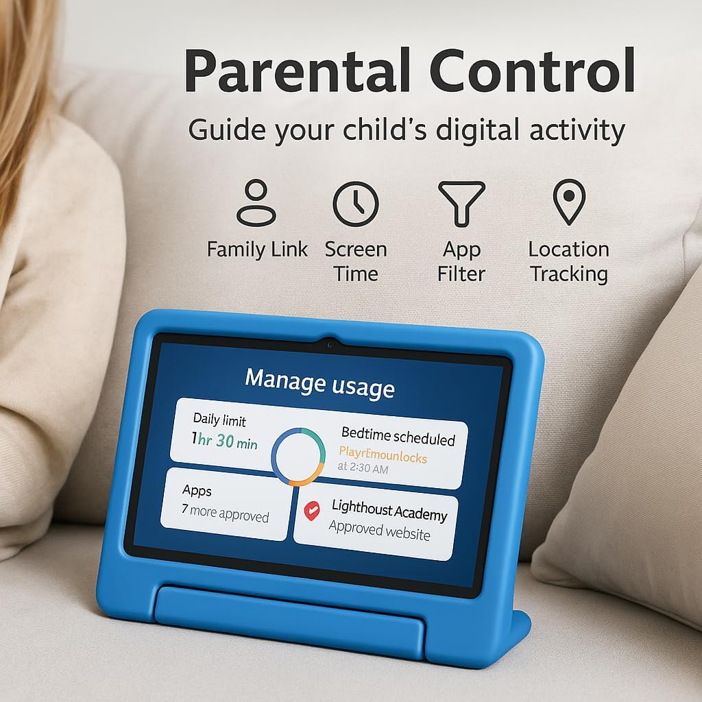 Upgraded Kids Learning Tablet – Octa-core Processor, 10.1" HD Display, Preloaded Educational Apps, Parental Controls, Kid-Proof Case, and Long Battery Life