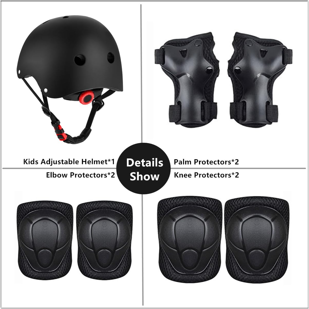 Kids Bike Helmet for Ages 2-14, Adjustable Safety Toddler Helmet with Protective Gear Set, Skateboard Scooter Helmets with Knee Elbow Pads Wrist Guards