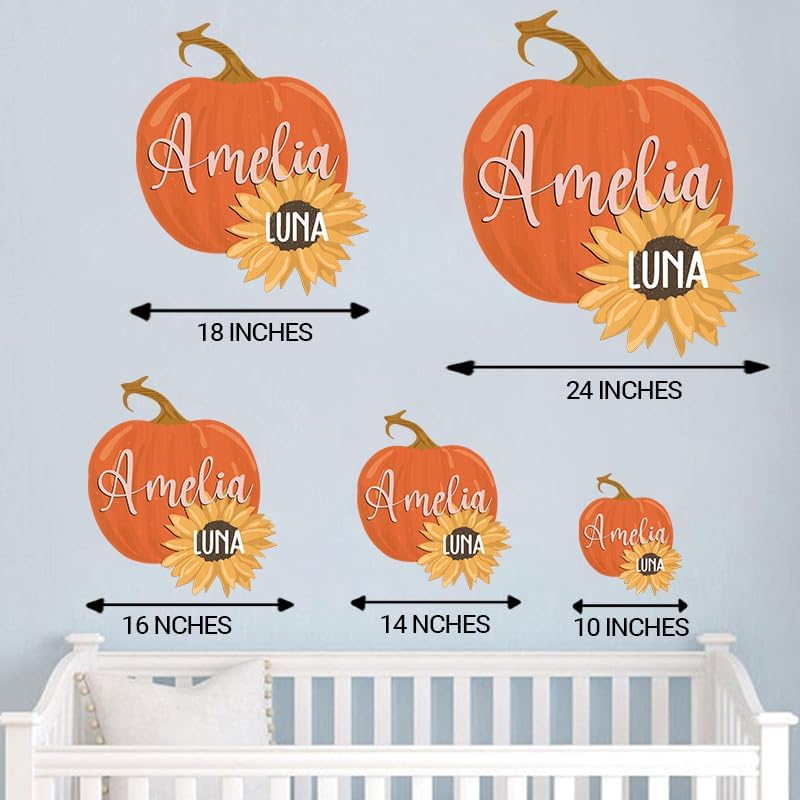Personalized Wooden Name Sign, Round 3D Nursery Name Sign, Pumpkin Sunflower Nursery, Baby Name Sign, Wooden name signs for nursery, Little Pumpkin Decor, Baby Shower, Name signs for kids gift/14