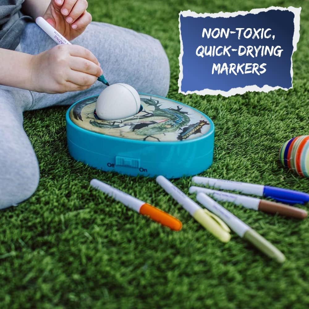The Eggmazing Egg Decorator The DinoMazing Dinosaur Egg and Year-Round Egg Decorator Kit - Egg Decorating Spinner Arts and Crafts Activity - Includes Mystery Dino Eggs with Non-Toxic Slime and Markers