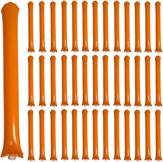 40pcs Round headTeam Spirit Boom Sticks Thunder Sticks Cheering Sticks Team Spirit Plastic Cheerleading Spirit Stick Clapper Inflatable Noise Maker Sports Supply (Orange)