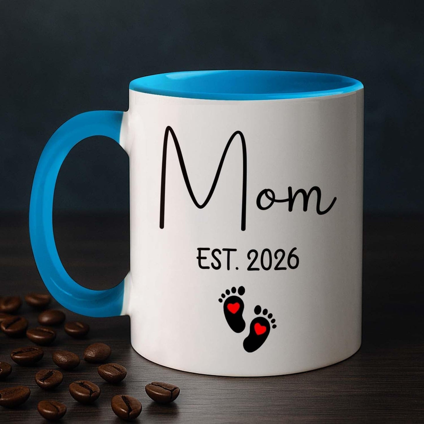 Personalized Promoted To Mommy EST. 2026 Accent Coffee Mug, Pregnancy Announcement White Ceramic Cup Gift For New Mom, Custom Name & Picture Ultrasound Baby Coffee Cup 11 15 Oz, Future Mommy Teacup