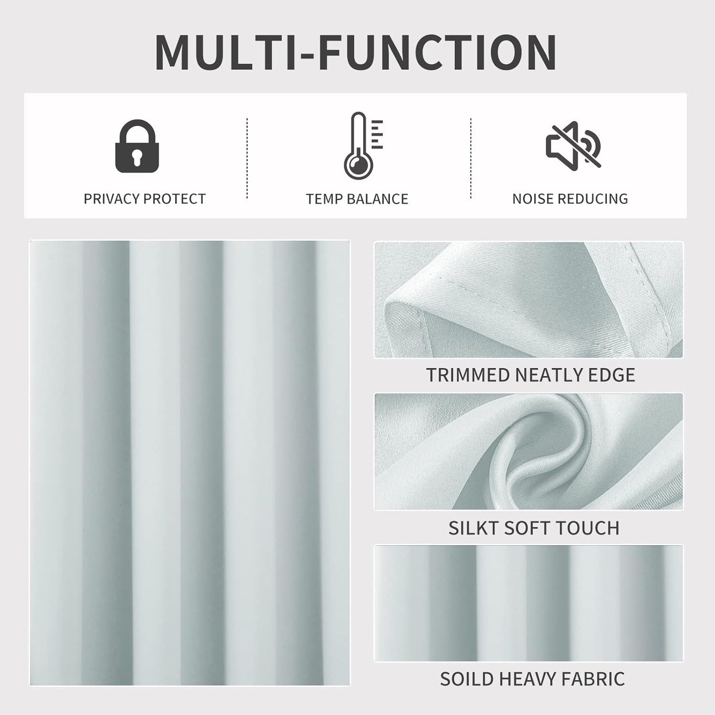 Joydeco White Curtains 63 Inches Long 2 Panels Set, Thermal Insulated Long Curtains& Drapes 2 Burg, Room Darkening Grommet Drapes for Living Room Bedroom Window (W52 x L63 Inch, Greyish White)