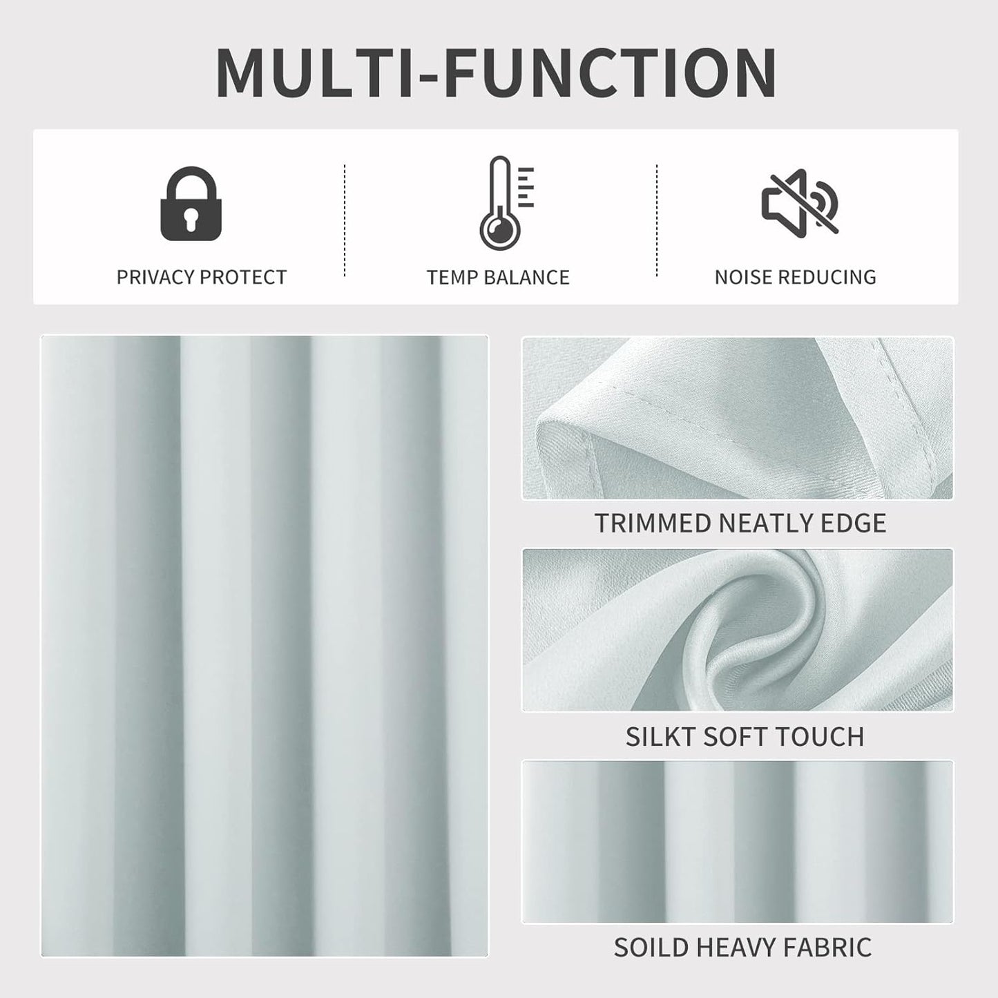 Joydeco White Curtains 90 Inches Long 1 Panel, Thermal Insulated Long Curtains& Drapes 1 Piece, Room Darkening Grommet Drapes for Living Room Bedroom Window (W70 x L90 Inch, Greyish White)