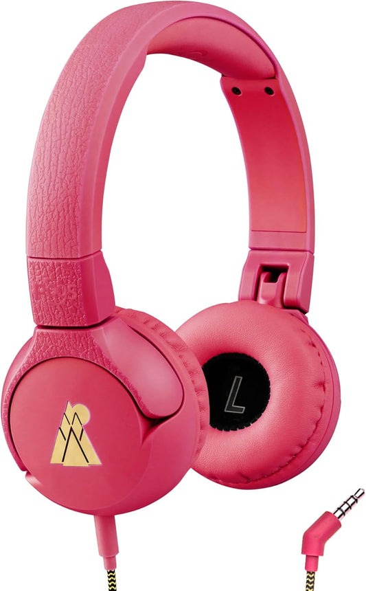 POGS Kids Wired Headphones | The Elephant 2 | Adjustable, Durable Headphones for Kids 3+ | Limited to 85 dB, Microphone | On-Ear | Music-Sharing Function Safe 3.5mm Audio Cable (3.2ft) (rPink)