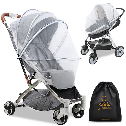 Orzbow Universal Mosquito Net for Stroller, Baby Bug Net with Two-Way Zippers & Storage Bag, Breathable & Foldable Mosquito Nets for Strollers, Car Seat, Bassinet, Cradle, Portable Mini Crib, Grey