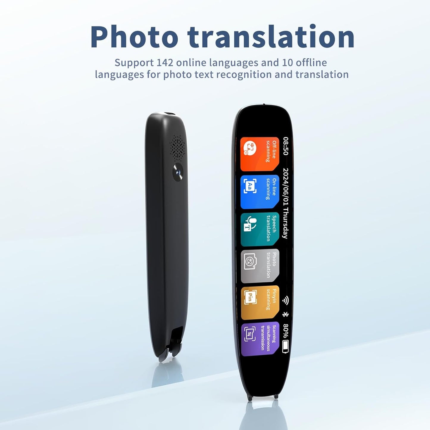 Language Translator Pen, 142 Languages Supported Translation Pen, OCR Pen Scanner, Text to Speech Reading Pen for Dyslexia, Text Extract Reader Pen, Portable Traductor Pen for Study, Travel, Business