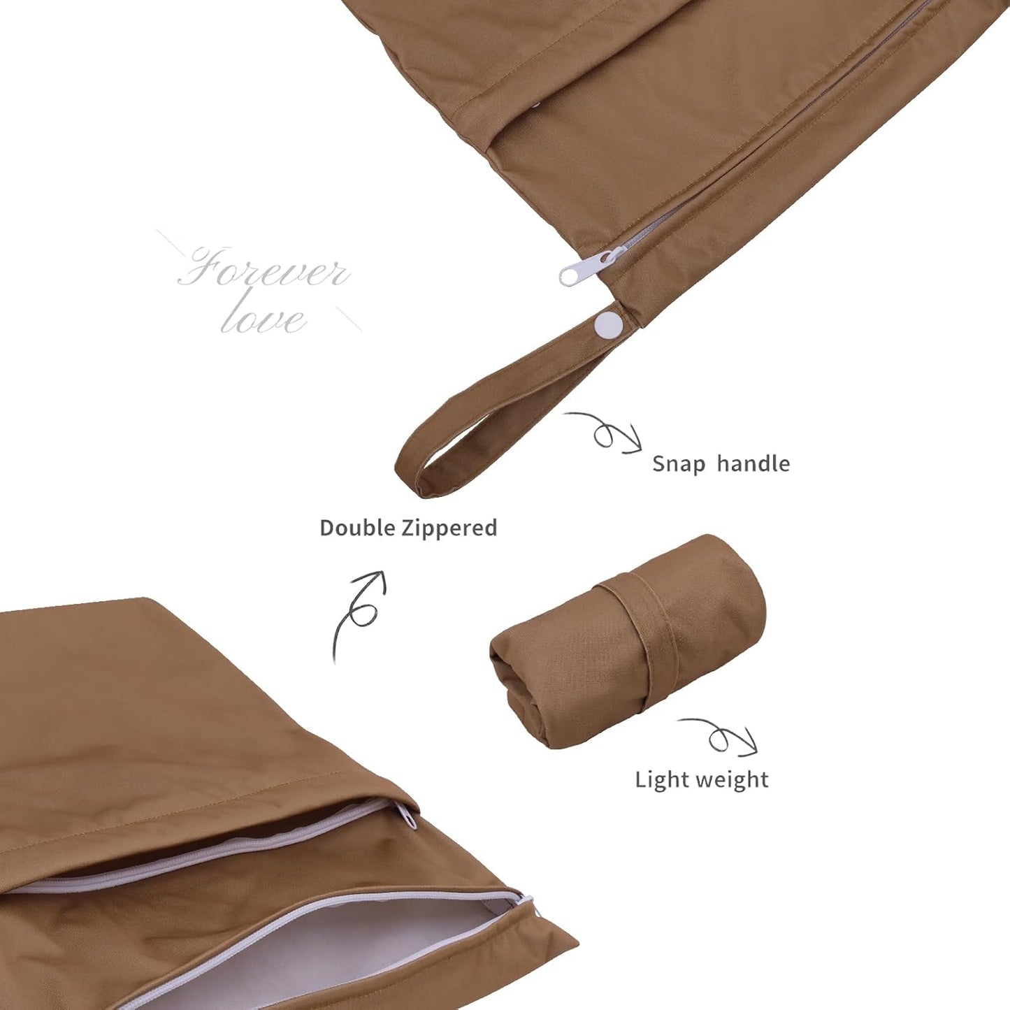 ALVABABY 2pcs Cloth Diaper Wet Dry Bags Waterproof Reusable with Two Zippered Pockets Travel Beach Pool Daycare Soiled Baby Items Yoga Gym Bag for Swimsuits or Wet Clothes 2LM06