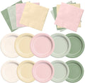 CMUSKO Pink and Green Birthday Decorations-60Pcs Dusty Pink Sage Green Plates & Napkins Kit for Baby Shower, Bridal Shower, Wedding