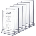 NIUBEE 6Pack 8.5x11 Clear Acrylic Sign Holder with Sliver Borders and Vertical Stand, Double Sided Table Menu Holders Picture Frames for Wedding Table Numbers, Photos