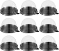 NUOBESTY Individual Cupcake Boxes 100pcs Round Plastic Transparent Dome Cupcake Boxes Egg-Yolk Puff Food Container Single Dome Boxes Baking Packing Box - Black