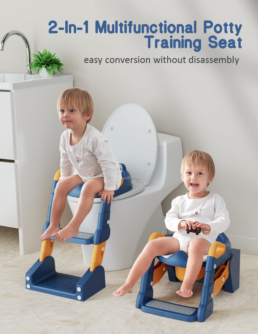 Potty Training Seat, Toddler Potty Training Toilet, Upgrade 2 In 1 Toddler Toilet Seat with Steps Stool Splash Guard and Anti-Slip Pad Soft Cushion, Potty Seats for Toddlers Baby Kids