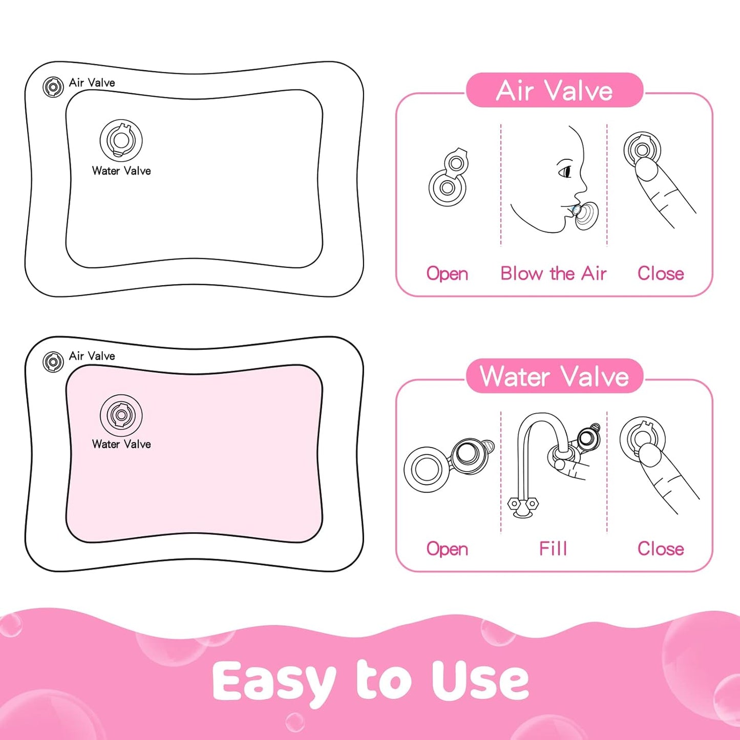 Tummy Time Water Mat for Girl, Baby Girl Toys for 0, 3, 6, 9, 12 Months, Baby Girl Gifts, Develop Sensory Toys Kids' Indoor Climbers & Play Structures