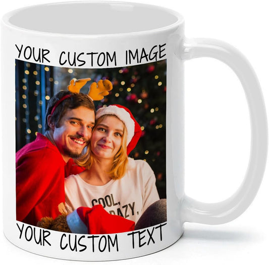 Ship Next Day Custom Mug Design Your Own Photo Text Personalized Picture Gifts for Women Men Customized Gift Idea Personalized Coffee Mugs 11oz White Handle