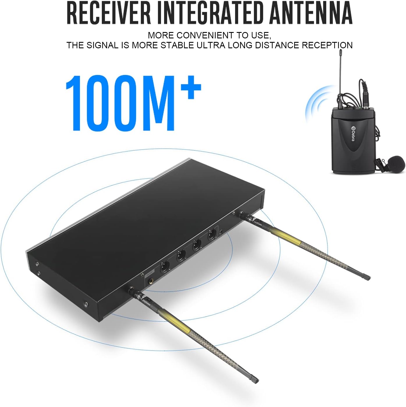 D Debra Audio D-440 UHF 4-Channel Wireless Microphone System with 4 Cordless Mics, Home Karaoke KTV Set, Ideal for Party, Church, Weddings, Stage, DJ, Outdoor, 300 Ft (4 Bodypack)