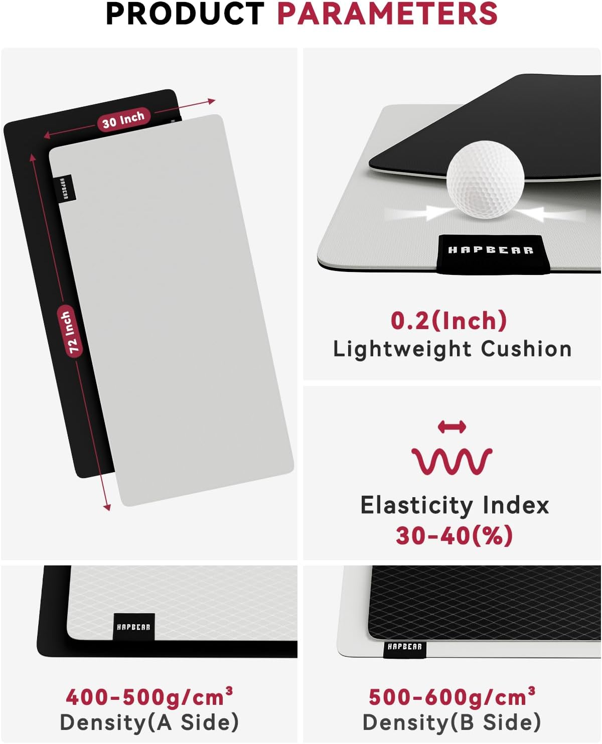 HAPBEAR Large Yoga Mat 72"x30" - 5mm Thick PU Top & Rubber Bottom - Non-Slip Wide Exercise Mat with Dual Layers - High Shock Absorption for Professional Yogis & Home Workouts - Bonus Oxford Bag Included