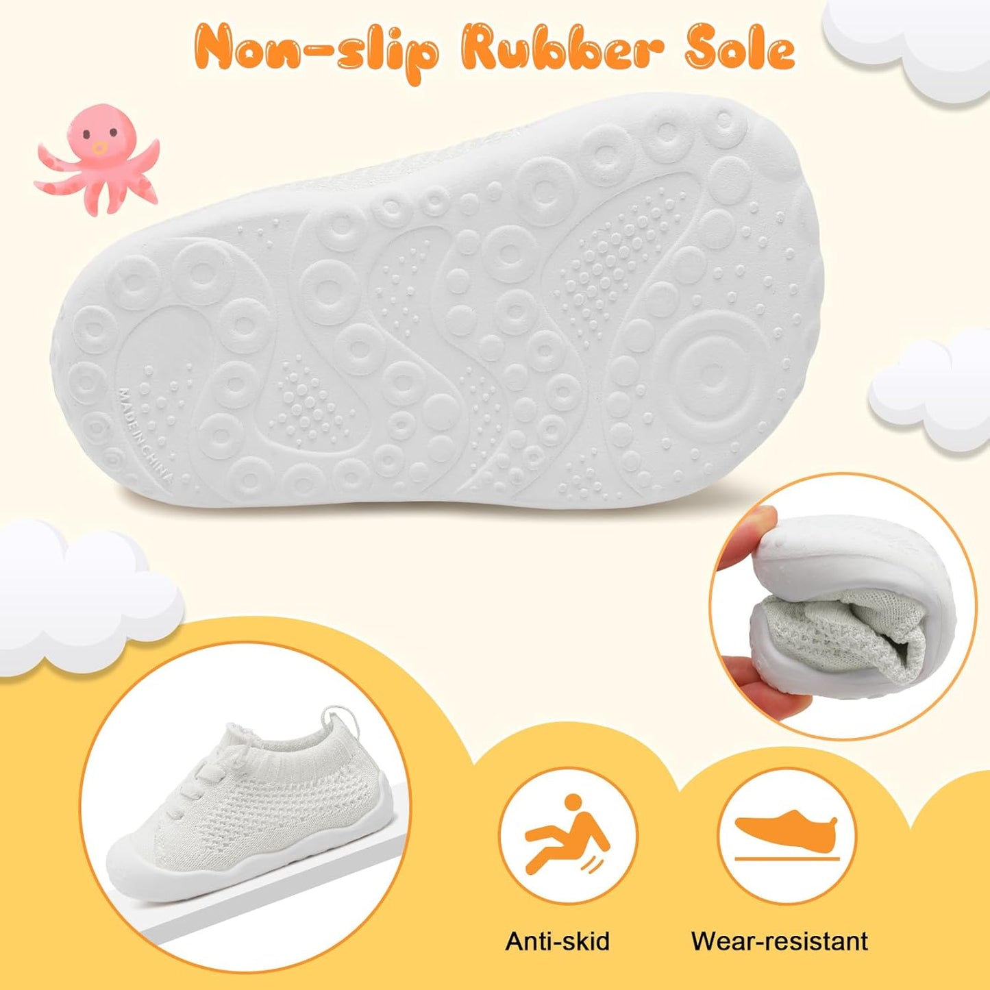 JIASUQI Baby Shoes for Toddler Boys Girls Sneakers Slip on Walking Shoes for Babies