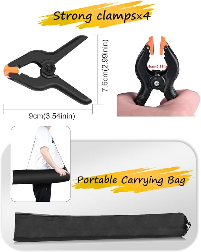 Photo Backdrop Stand, PULUZ Adjustable Photography Backdrop Stand Support Kit 6.56*6.56ft Studio Backdrop Stand with 4 Backdrop Clamps and Carry Bag, Backdrop Stand for Parties, Photoshoot & Wedding