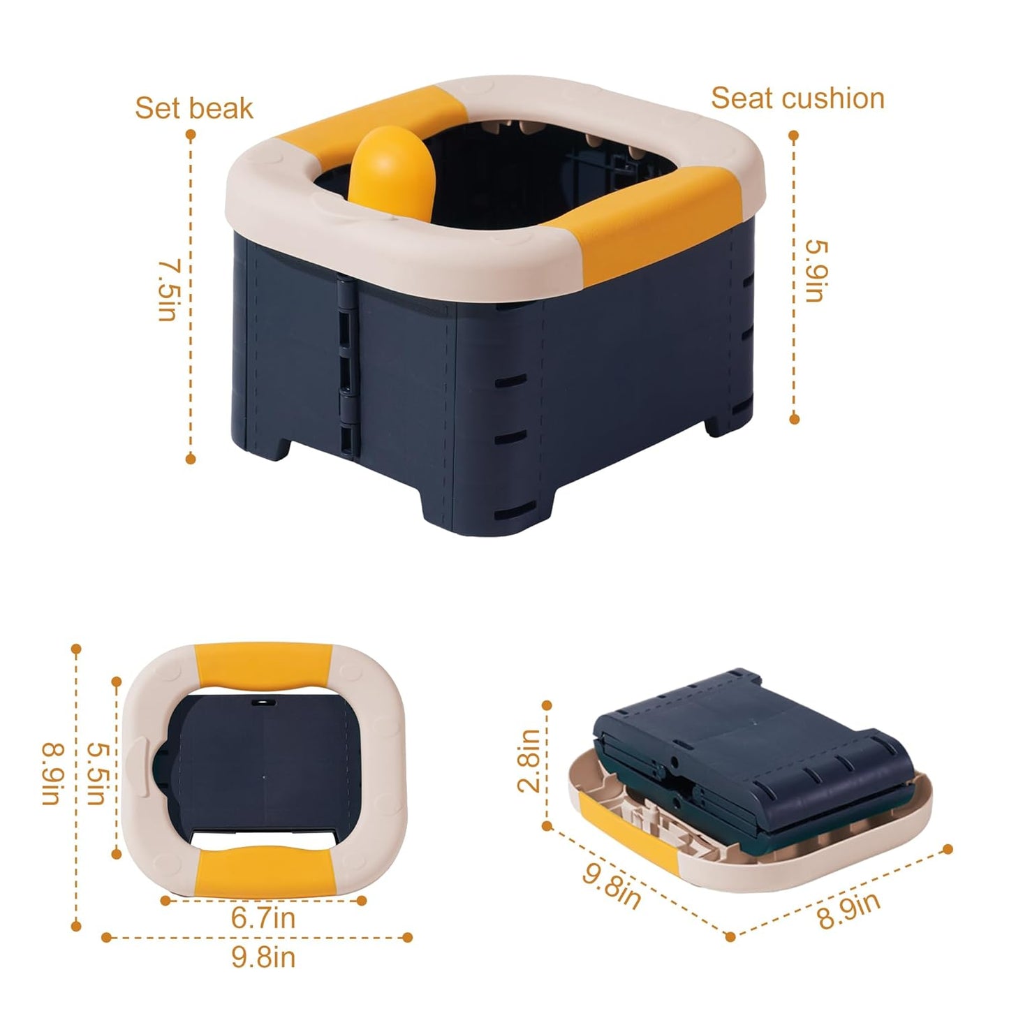 Toilet Bowls for Children Toddler Travel,Foldable Travel Potty for Boys Girls Emergency Toilets for Car,Outdoor,Camping and Indoor Seat with Storage Bag（Bean Paste Powder）