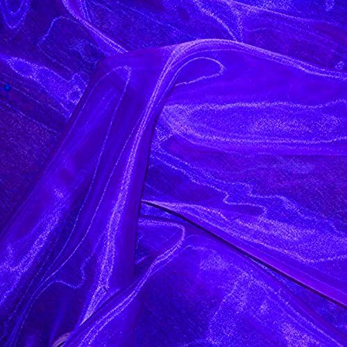 VDS Royal Blue Organza Fabric, 15 Yards Continuous, 45” Wide, Wedding Party Decoration Iridescent Crystal Sheer Shiny Organza Tulle Bridal Dress DIY Crafts Costume Sewing Backdrop Arch Cloth