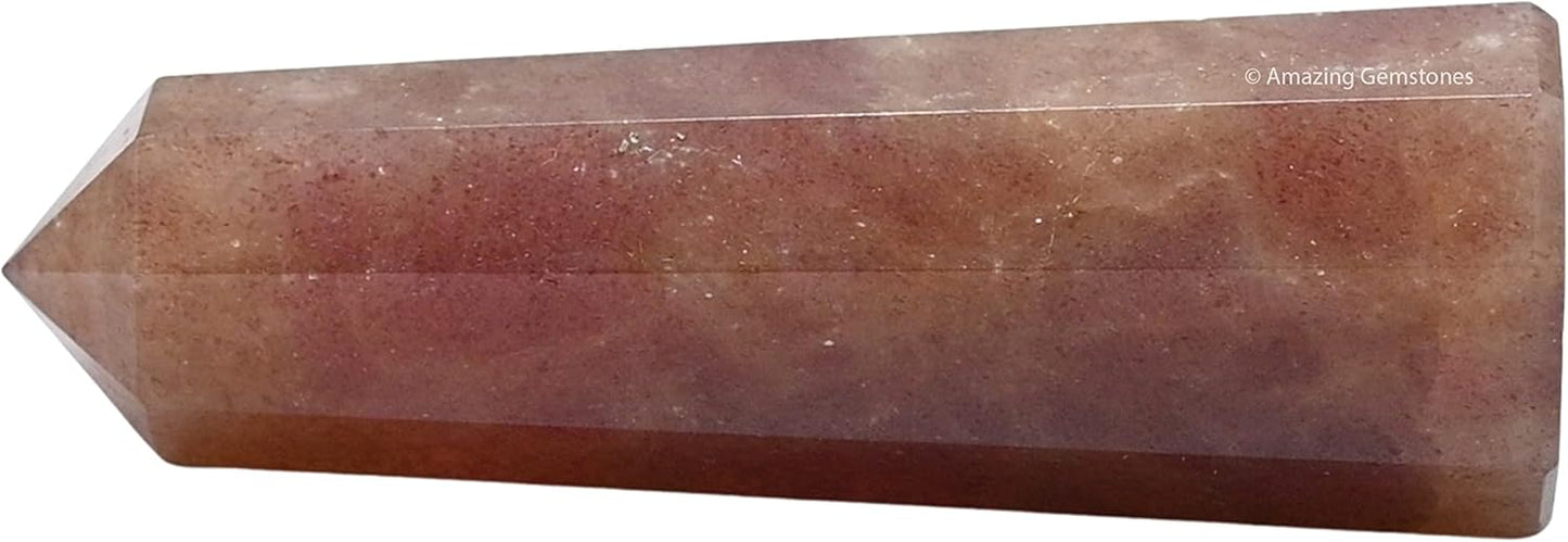 Amazing Gemstone Strawberry Quartz Crystal Towers - Natural Healing Crystal Point Obelisk for Reiki Healing and Crystal Grid (2" to 3" Inch)