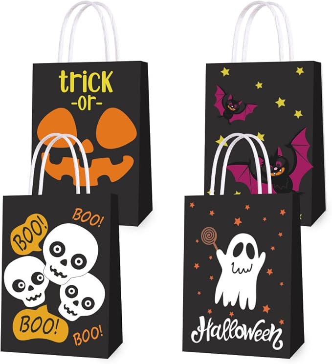 12 Piece Halloween Paper Treat Bags, Trick or Treat Bag Cute Halloween Party Gift Favors Bags
