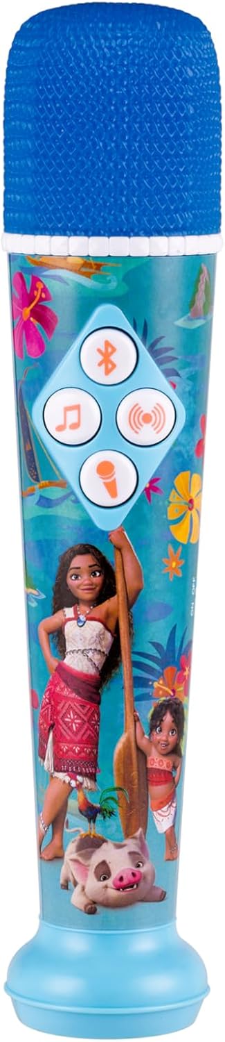eKids Moana 2 Karaoke Microphone for Kids, Bluetooth Microphone Includes Built-in Music and Light Show, Designed for Fans of Moana Toys