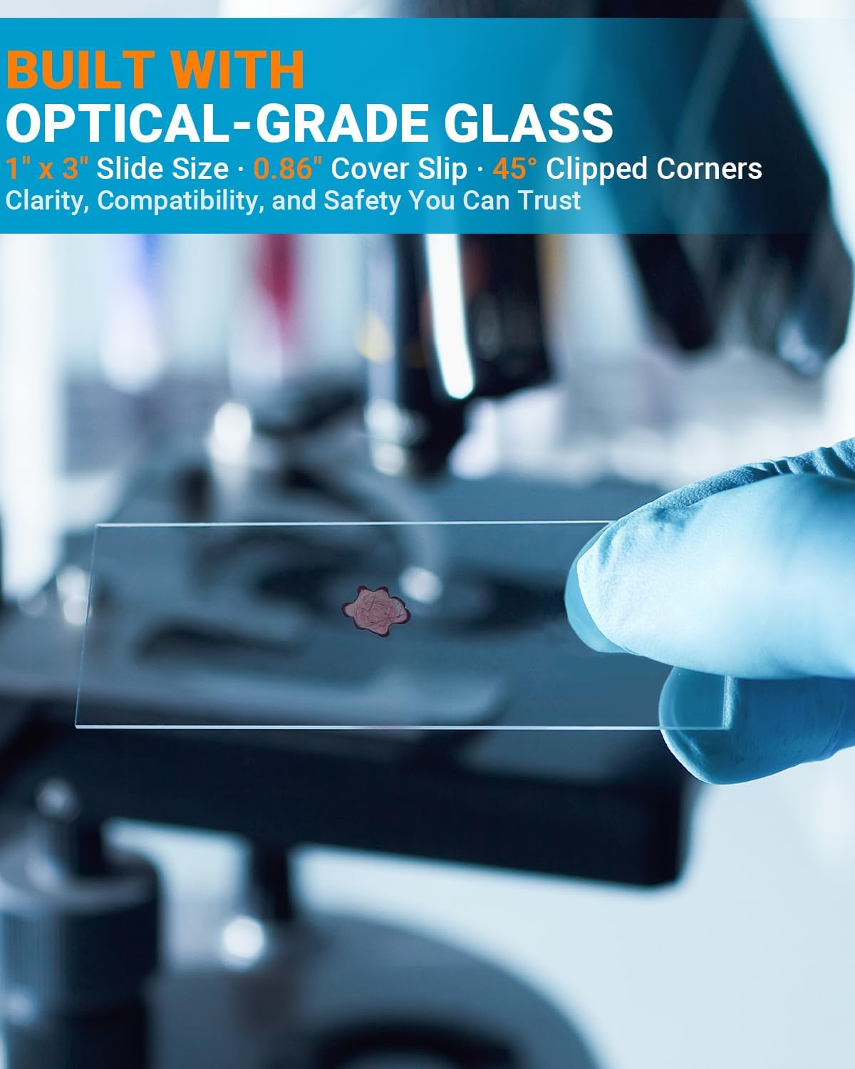 Microscope Slides and Covers Kit – 50 Blank Pre-Cleaned Glass Slides for Microscope, 100 Cover Slips, for Teachers, Students, Families, and Science Enthusiasts