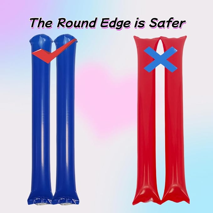 40pcs Round headTeam Spirit Boom Sticks Thunder Sticks Cheering Sticks Team Spirit Plastic Cheerleading Spirit Stick Clapper Inflatable Noise Maker Sports Supply (Blue)