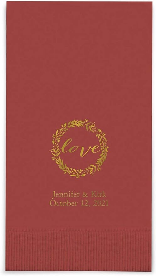 Weddingstar Personalized Printed Paper Napkins 3-Ply 40 Pack Dinner - Rectangular Fold Wine
