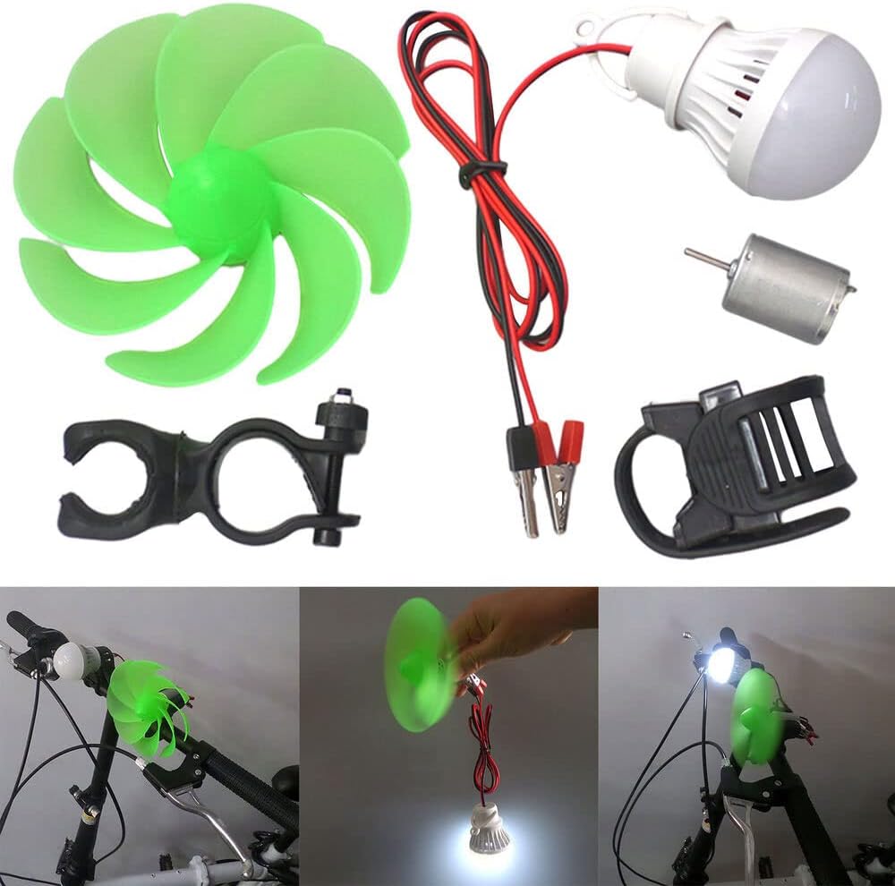 Mini Wind Turbine Motor Blade W/Bulb DIY Kit Power Alternative Energy Generator