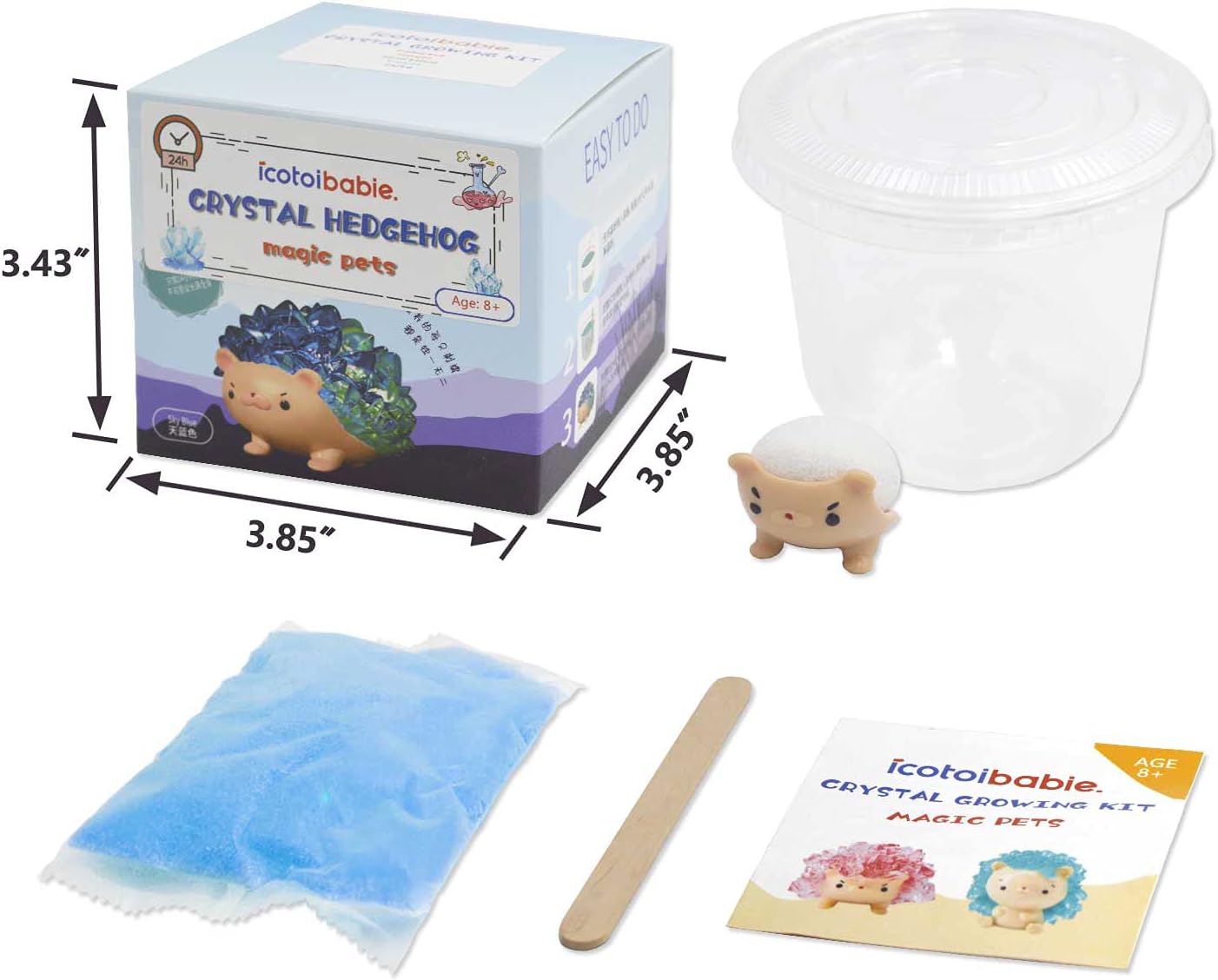 Crystal Growing Toys for Kids - Vibrant Colorful Crystal Hedgehog to Grow,Science Experiments Learning and Education for Kids STEM Gifts for Boys & Girls 8 Years + (Sky Blue)