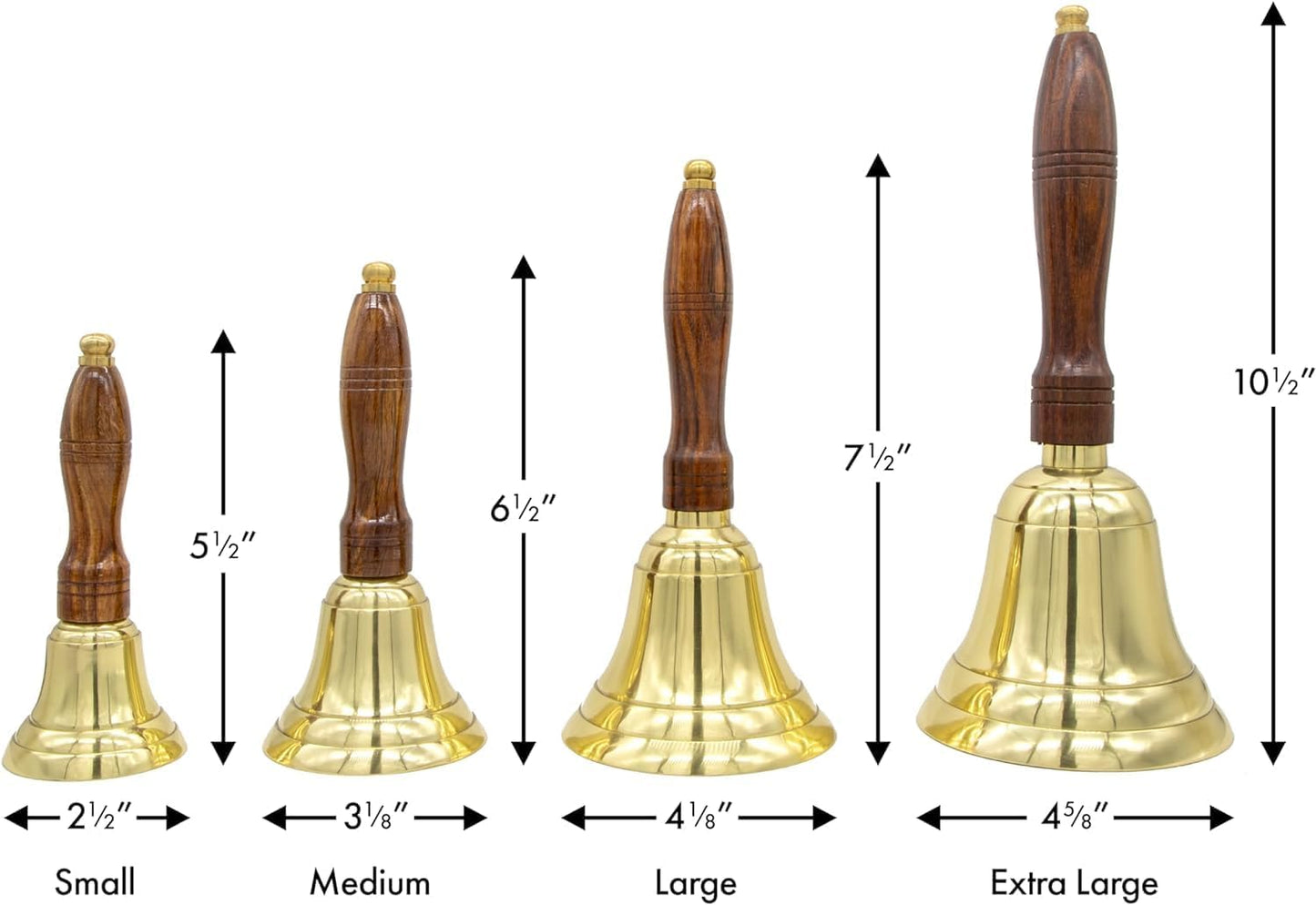 Engraved Brass Bell - Teacher Handbell - Wedding Bell - Custom Engravings - Multiple Fonts - Solid Wood & Brass for Teachers, Retirees, Cancer Survivors