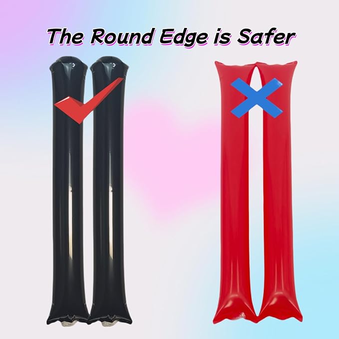 40pcs Round headTeam Spirit Boom Sticks Thunder Sticks Cheering Sticks Team Spirit Plastic Cheerleading Spirit Stick Clapper Inflatable Noise Maker Sports Supply (Black)