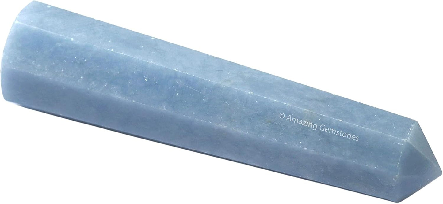 Amazing Gemstone Angelite Crystal Towers ~ Natural Healing Crystal Point Obelisk for Reiki Healing and Crystal Grid (2" to 3" Inch)